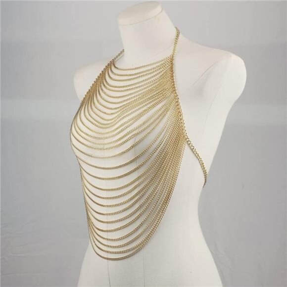 Adjustable Gold Body Chain | Handmade Sexy Jewelry | Festival & Party Accessory - Picture 1 of 4